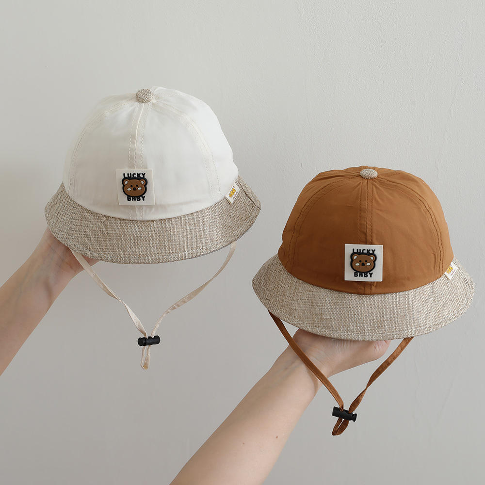 Sombrero de bebé primavera y otoño delgado sombrero de bebés para hombres y mujeres adorable gorro de brida grande sombrero de protección solar sombrero de pescador de marea