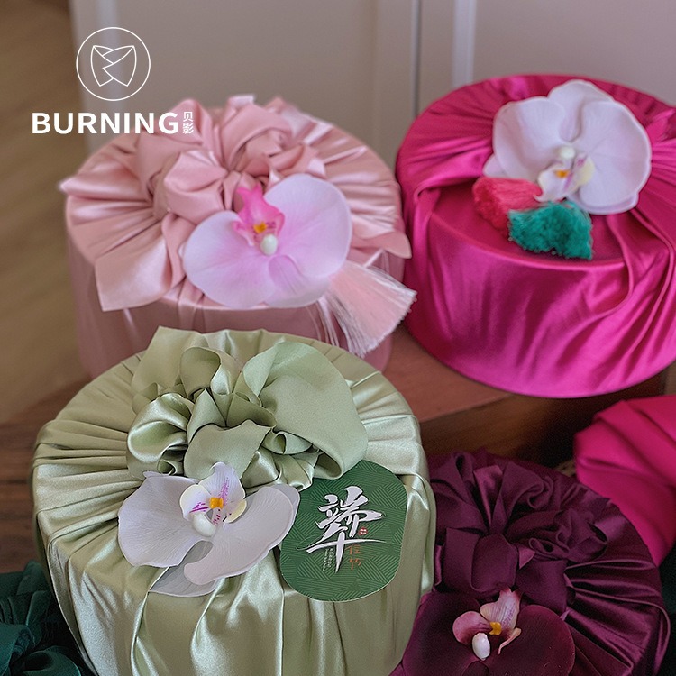 贝影 端午节缎面布艺礼盒礼品亮面diy包布仿真蝴蝶兰配饰花艺资材