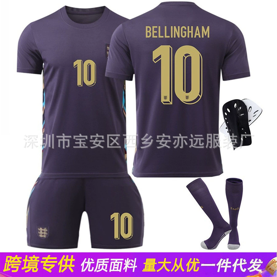 Футболка сборной Англии по футболу на Кубок Европы 2024 года № 9 Kane 10 Bellingham 7 Foden, детский футбольный комплект