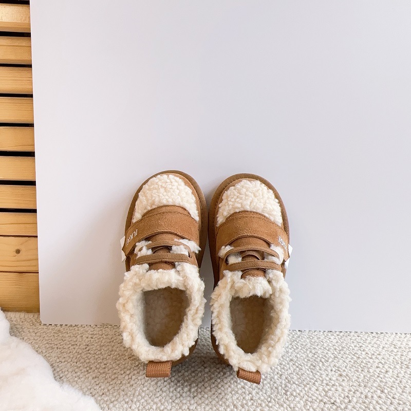 Winter Teddy fleece children's snow boots for men and women, non-skid plush cotton children's shoes, genuine leather_voghion.com