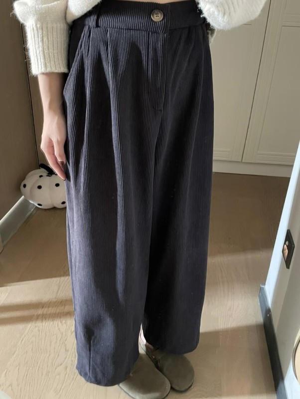 百搭日系复古风高腰宽松灯芯绒气球阔腿哈伦裤子女潮2025秋冬新款|undefined