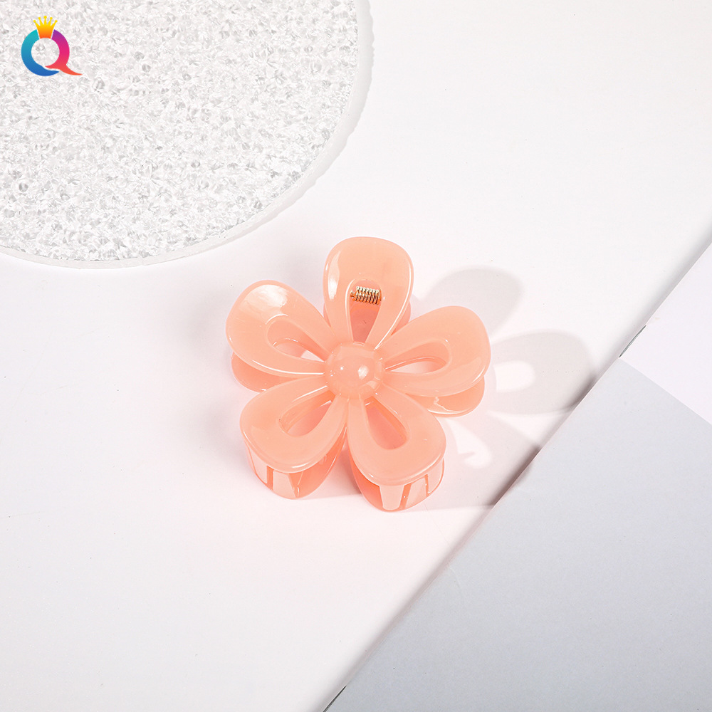 Qiyue Cross-Border Amazon Barrettes Jelly Flower Hair Clip Frosted Updo Shark Clip Hair Clip Hair Accessories Wholesale