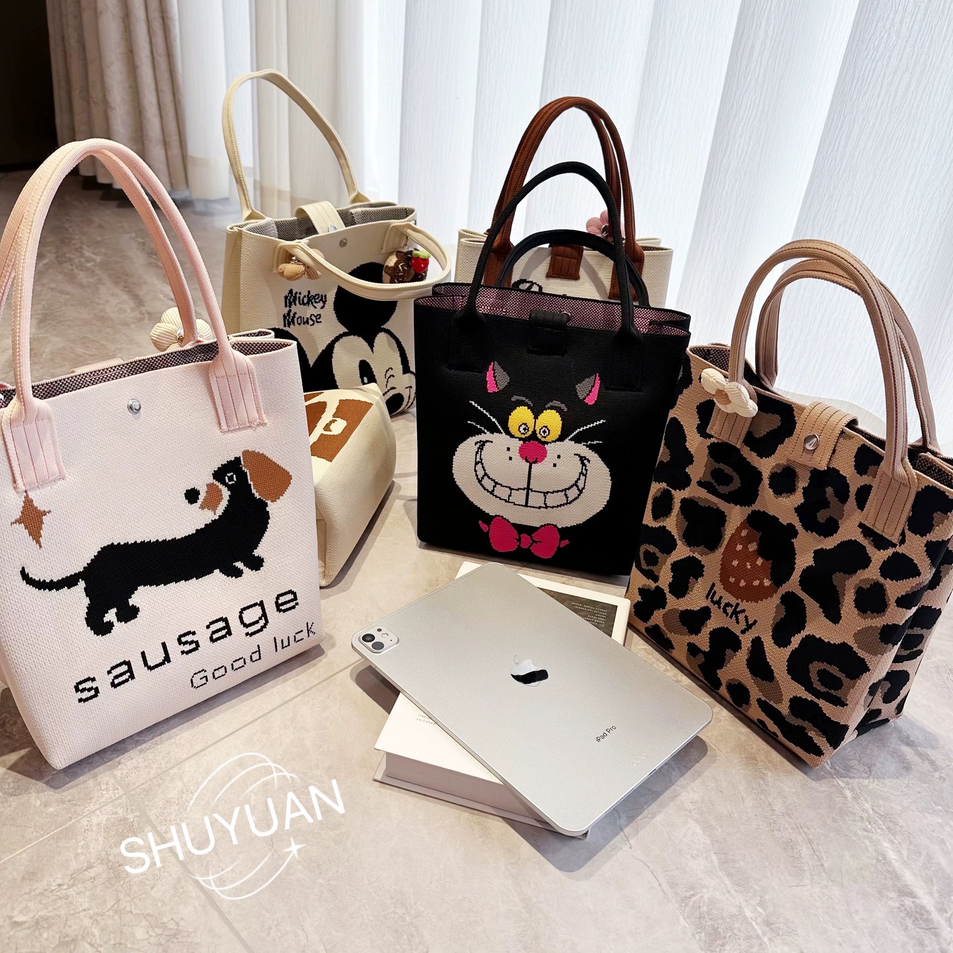 Catuones lindas bolsas de punto bolsas de almacenamiento de viaje pequeño portátil hombro único oblicuo bolsas de teléfono móvil bolsas de mano de mujer versátiles