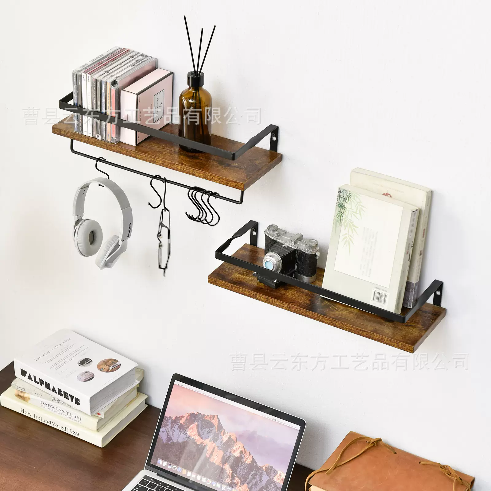 活动亚马逊木质置物架客厅墙壁装饰挂架卫生间浴室壁挂式置物架