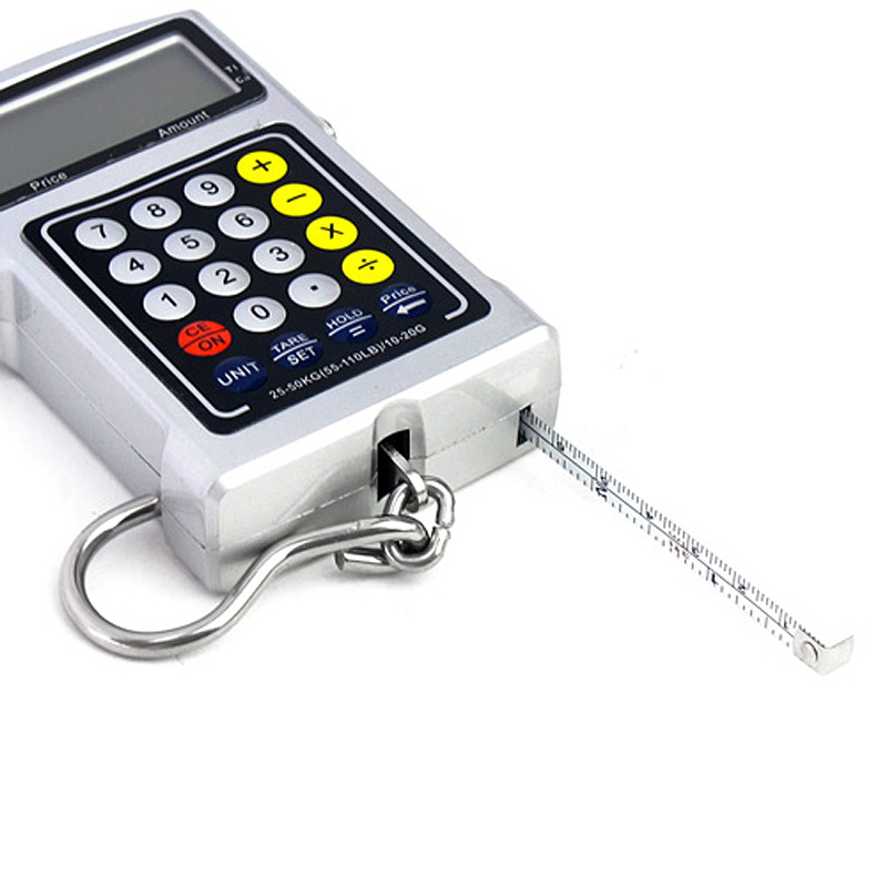 跨境专供 手提秤带卷尺计算器电子秤50kg行李称挂钩秤 Hook scale