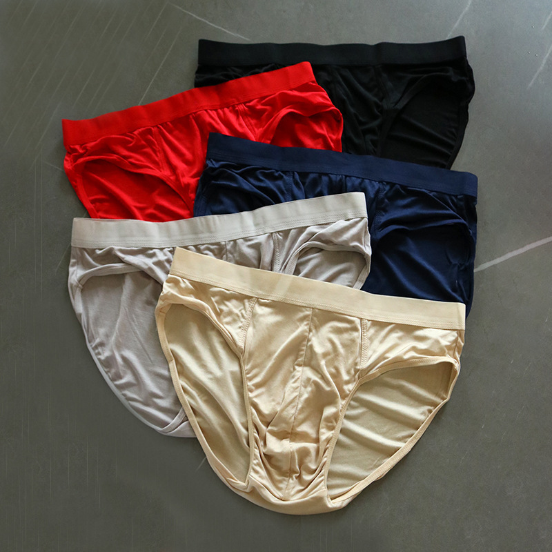 Tangge Men's Silk Underwear Mid-Waist Breathable Thin Pure Mulberry Silk Briefs Summer Trousers Traceless Shorts Tangge Men's Silk Underwear Mid-Waist Breathable Thin Pure Mulberry Silk Briefs Summer Trousers Traceless Shorts