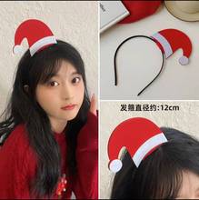 聖誕節發箍可愛聖誕老人帽子發夾頭箍女拍照賣萌發飾兒童聖誕頭飾