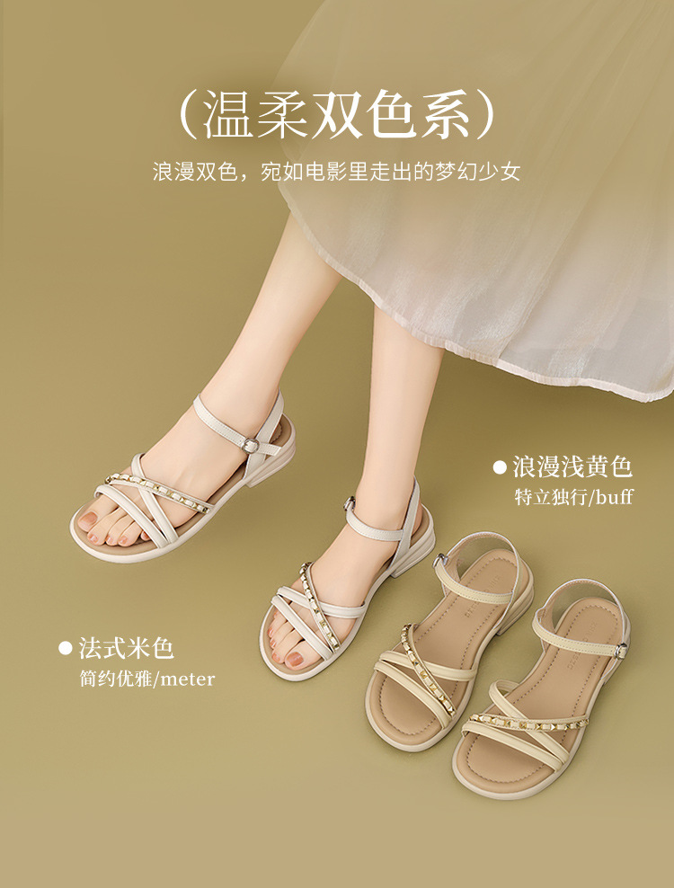 Dép sandal nữ quai chữ V đế thấp siêu mềm nhẹ — CE56 màu vàng nhạt chi tiết 8