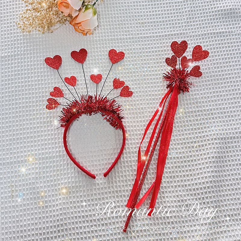 Yiwu accesorios para el cabello de Europa y América ins moda diadema fiesta tocado Día de San Valentín rojo lentejuelas encantadora diadema