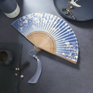 Ancient Fan Foldableing Fan Women's Chinese Style Ancient Style Classical Folding Fan Japanese Craft Fan Cherry Blossom Foldableing Small Fan