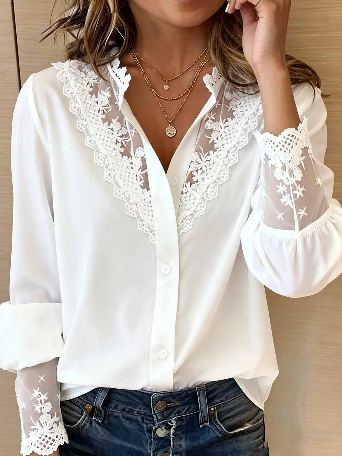 2026 Independent Site European American Cross-border Casual Spring And Autumn Long-sleeve Lace Patchwork_ecoleips.com