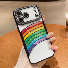 适用iPhone17promax手机壳闪钻七彩虹流沙苹果16轻奢15防摔保护套
