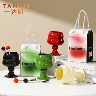 Fan Tesi Creative Ceramic Ice Cream Cup Goblet Valentine's Day Accompanying Ceremony High Color Value Water Cup Milk Cup suit