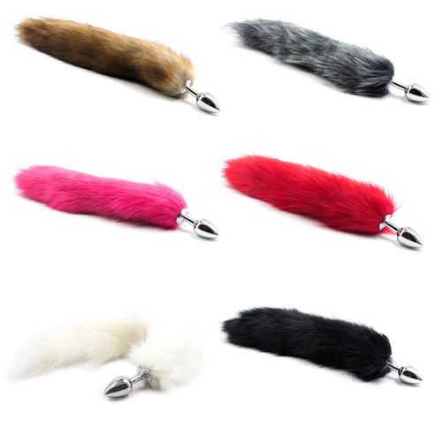 Manufacturer wholesale back yard artificial fur tail sex toys women's utensils metal fox feather flirting toys