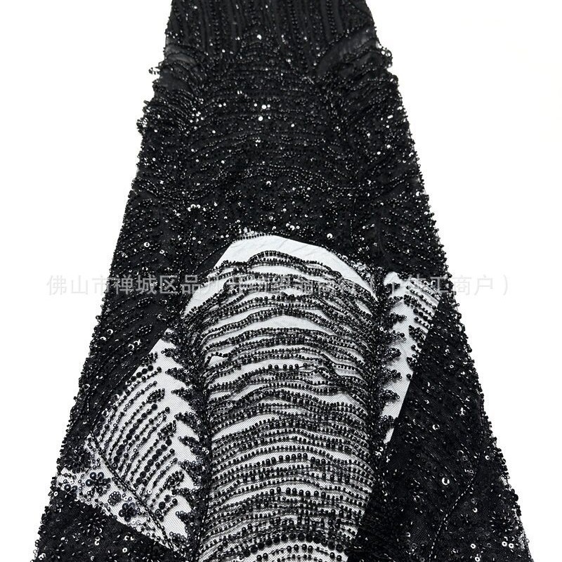 Fabricante pesado flange cuentas de tela de moda diseño europeo y americano vestido de cena vestido de tela