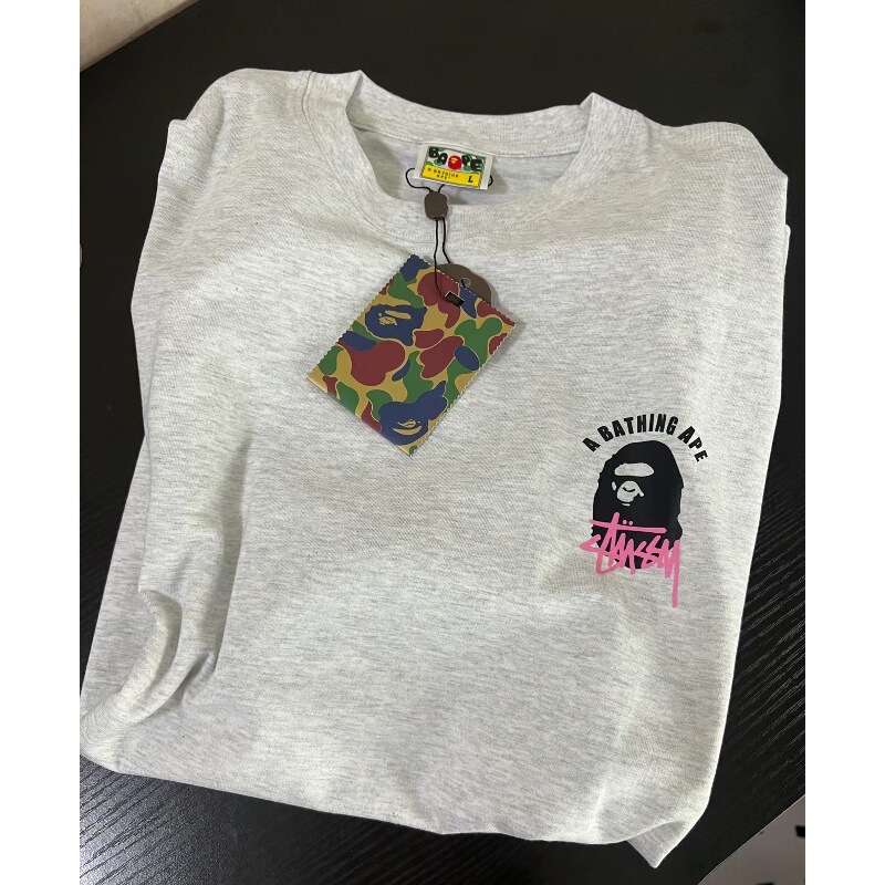 BAPE Fashion Brand Ape Head Joint Letter Printed Short-sleeved T-shirt Men's and Women's Summer Loose Half-sleeved T-shirt BAPE Fashion Brand Ape Head Joint Letter Printed Short-sleeved T-shirt Men's and Women's Summer Loose Half-sleeved T-shirt