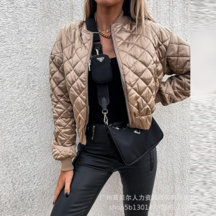 2022 New European and American Women's Short Zipper Jacket