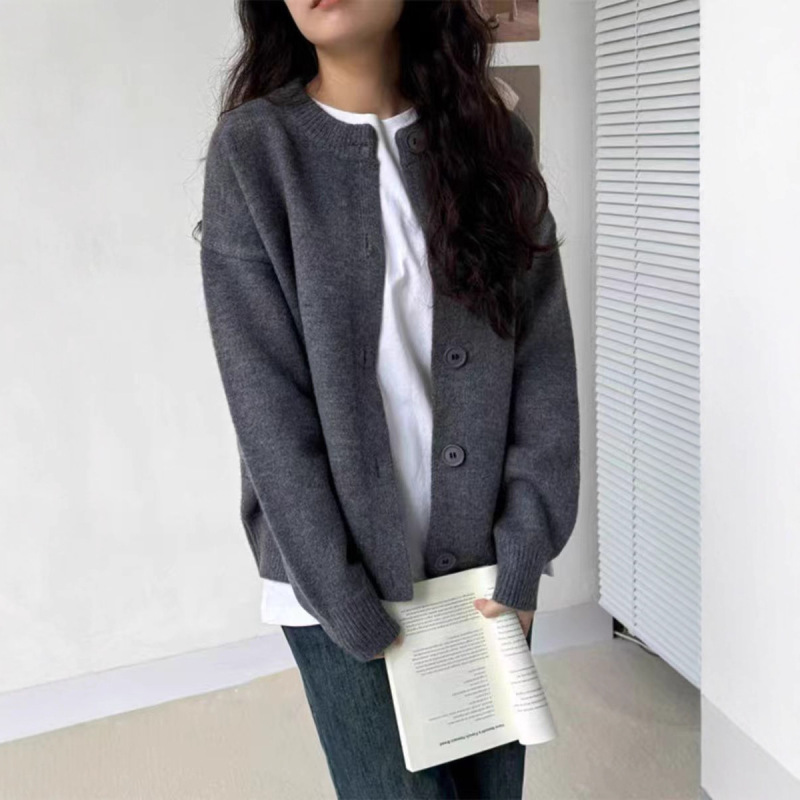 日系休闲软糯毛衣开衫女秋冬新款宽松慵懒风显瘦气质加厚针织外套|undefined