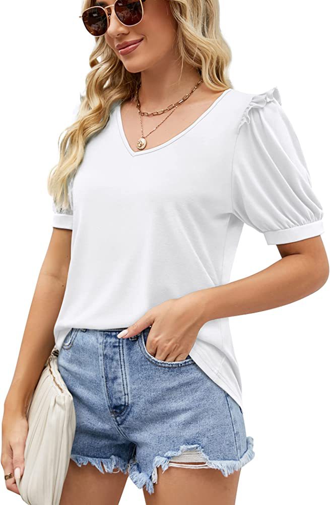 Women's T-shirt Short Sleeve T-shirts Pleated Fashion Solid Color display picture 25