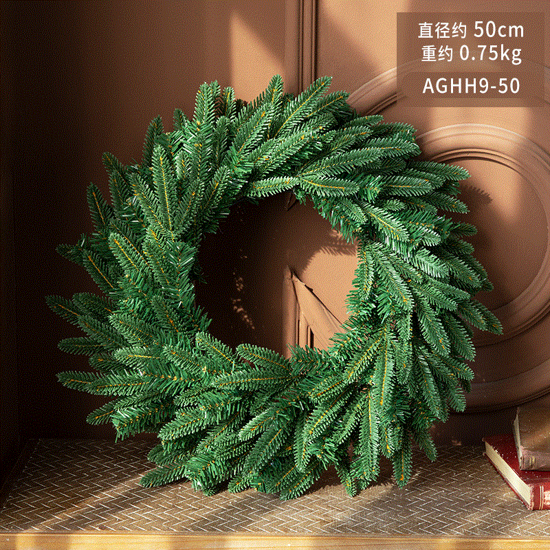 Nueva guirnalda de Navidad puerta colgante 50/60cm Navidad verde PE hoja mixta decoración nieve guirnalda colgando decoración escena diseño