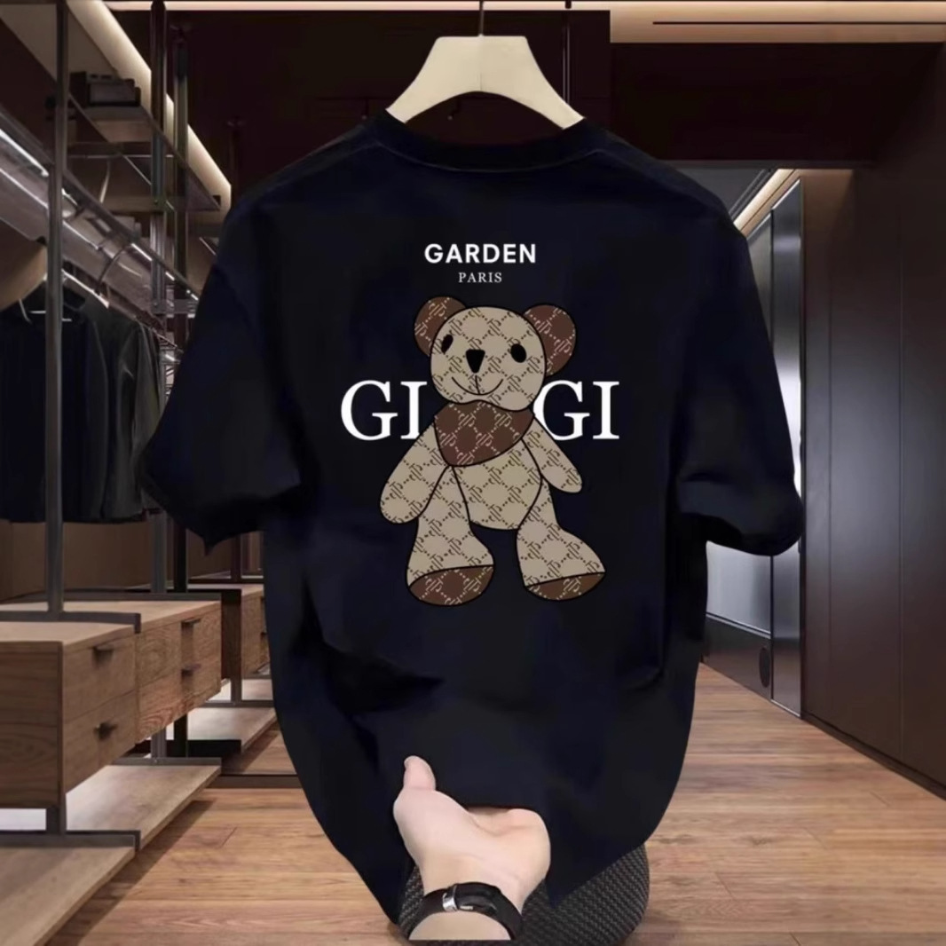 高品质男装新款 GIGI熊纯棉T恤短袖极简设计图印花圆领时尚潮牌