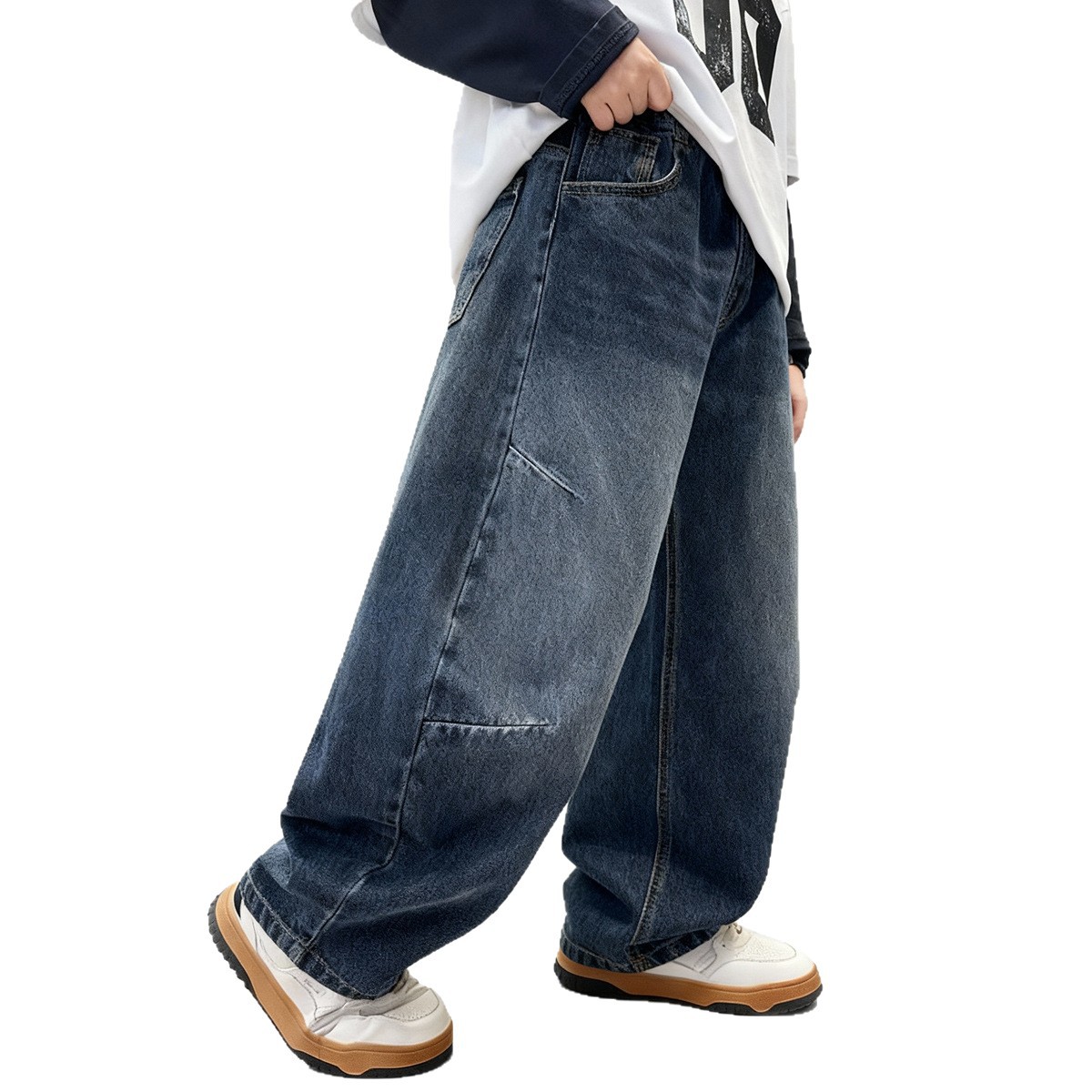 Pantalones vaqueros holgados de pierna ancha y corte recto para niños, estilo primavera-otoño, tallas medianas y grandes, ropa infantil para niños pequeños (3-7 años)._voghion.com