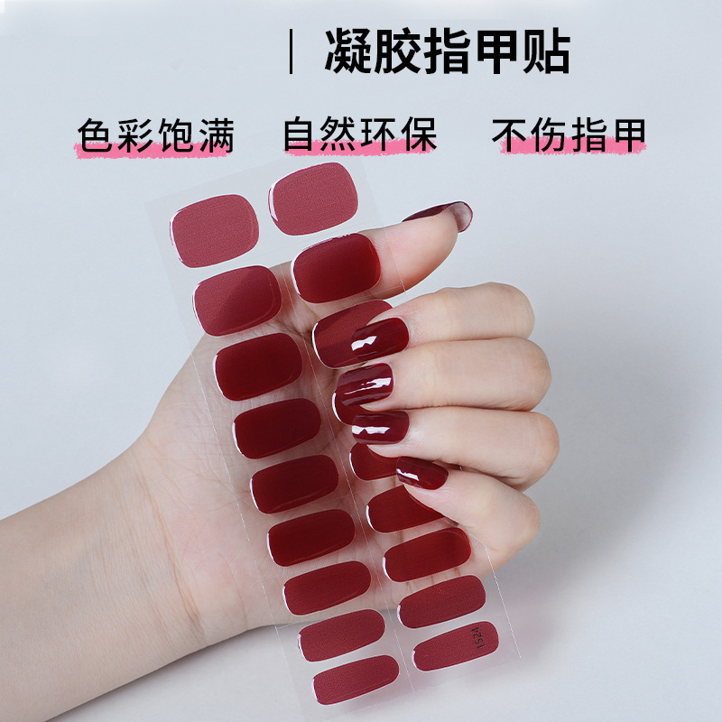 Transparent Uv Gel Nail Stickers Semi-Cured Phototherapy Soft Nail Patches 20 Finger Nail Art Stickers Ins Style Ice Transparent Full Cover