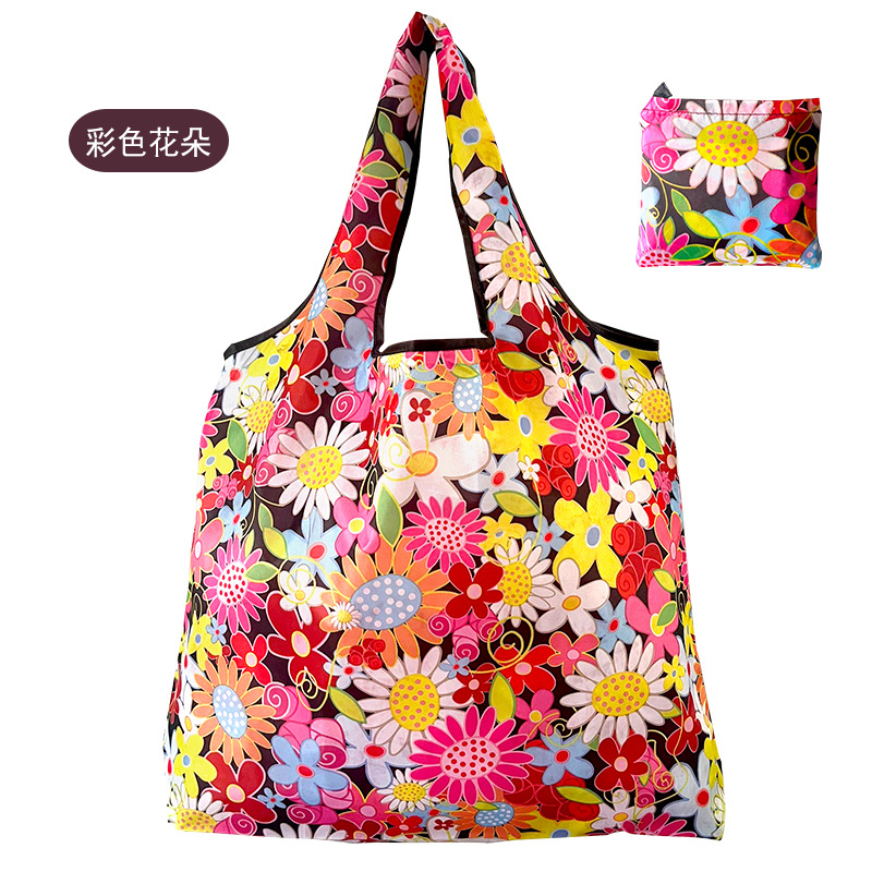 En stock pelo rápido Grande 190T tela de flores bolsa de compras Portátil Bolsa de poliéster bolsa plegable al por mayor bolsa de regalo publicitario