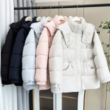 大码女冬季韩版时尚新款收腰连帽棉服200斤胖MM保暖棉袄外套8741