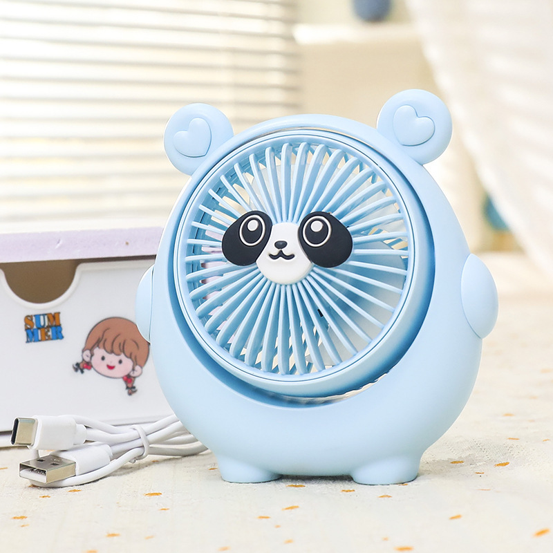 新型萌え犬かわいい扇風機USB充電三段角度調整デスクトップベッド家庭用手持ち扇風機|undefined