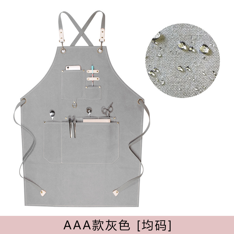 Amazon engrosada lienzo delantal logotipo personalizado leche té tienda bar chef peluquería guardapolvos delantal al por mayor
