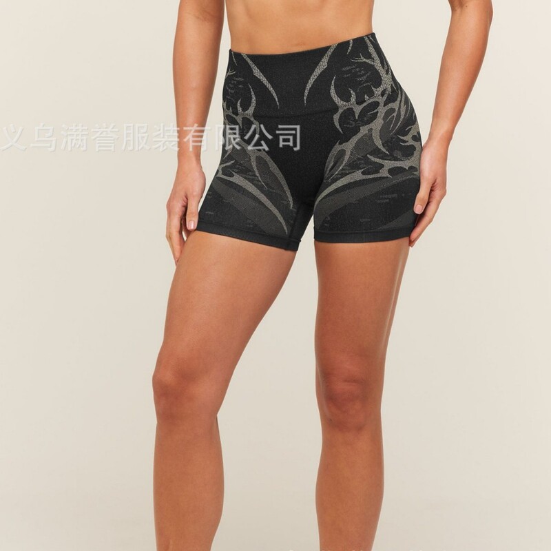 Storm Texture Cross-Border Amazon Seamless Knit Yoga Shorts Women's Fitness Wear Tight Shaping Running Sports Pants