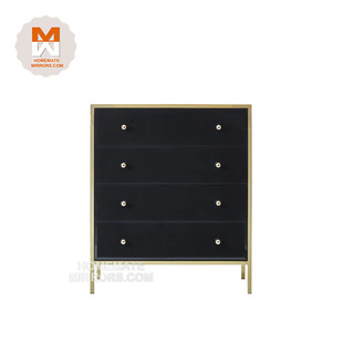 Homemate Black Mirrored Sideboard with Metal Base Cabinet Hm