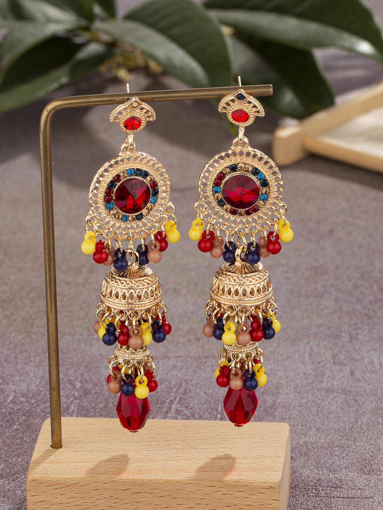 37g Weight Acrylic, Gem Inlay Material Drop Earrings Classification 1 Pair Quantity Daily, Street Occasion Alloy Material Round, Bell Pattern Women's Gender Pearl, Plating, Inlay Design Retro Style 1 Pair Retro Round Bell Pearl Plating Inlay Alloy Acrylic Gem Drop Earrings 7
