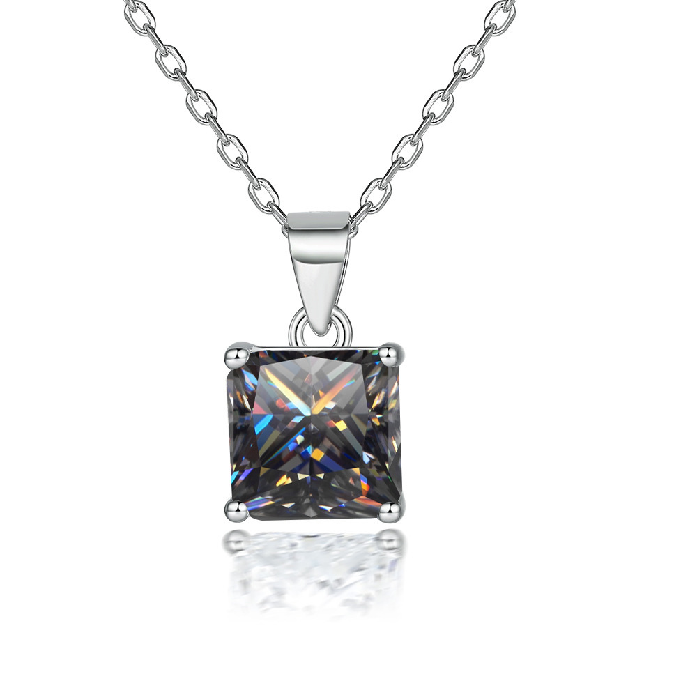 1 quilates colgante colgante de diamante de color princesa colgante de plata esterlina S925 colgante de clavícula joyería transfronteriza