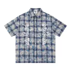 Zongchi Clothing Society 2025 American tie dye checkered shirt men's high-end top American retro trendy brand cool shirt