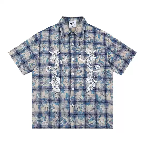 Zongchi Clothing Society 2025 American tie dye checkered shirt men's high-end top American retro trendy brand cool shirt