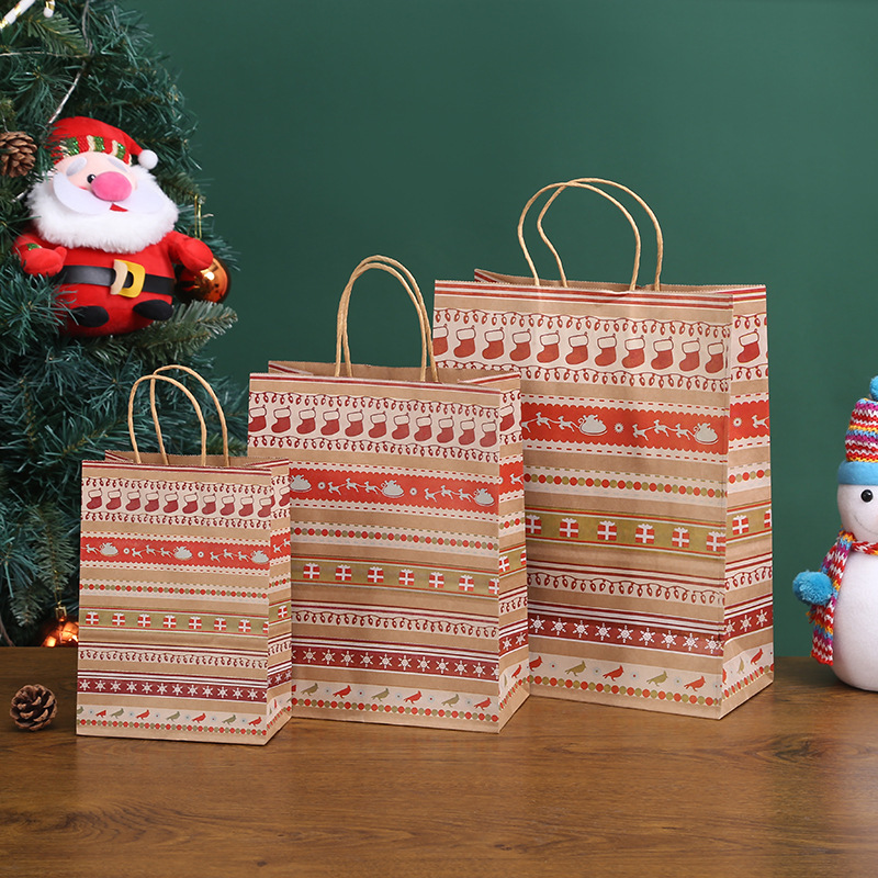 Insクリスマスキャンディー袋手提げクラフト紙袋大サイズクリスマスプレゼント手提げ袋手提げ手プレゼント包装紙袋|undefined