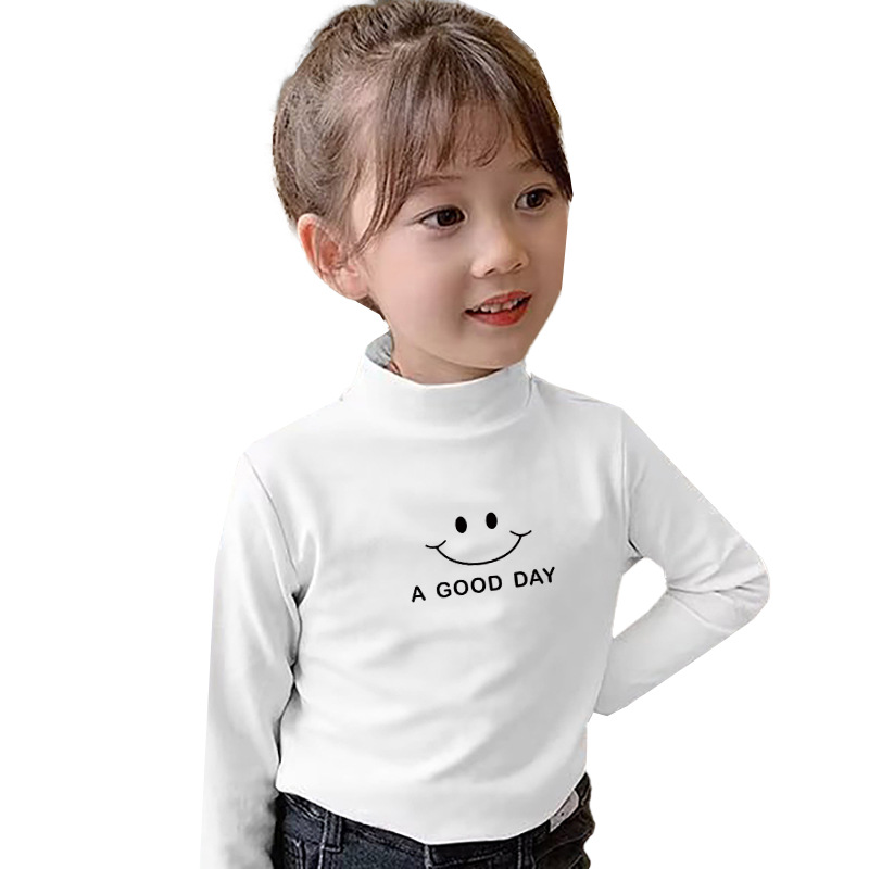 Ventas directas de fábrica Otoño e Invierno tops para niños ropa interior térmica otoño ropa de terciopelo camisa de fondo primavera y otoño medio cuello alto para niños