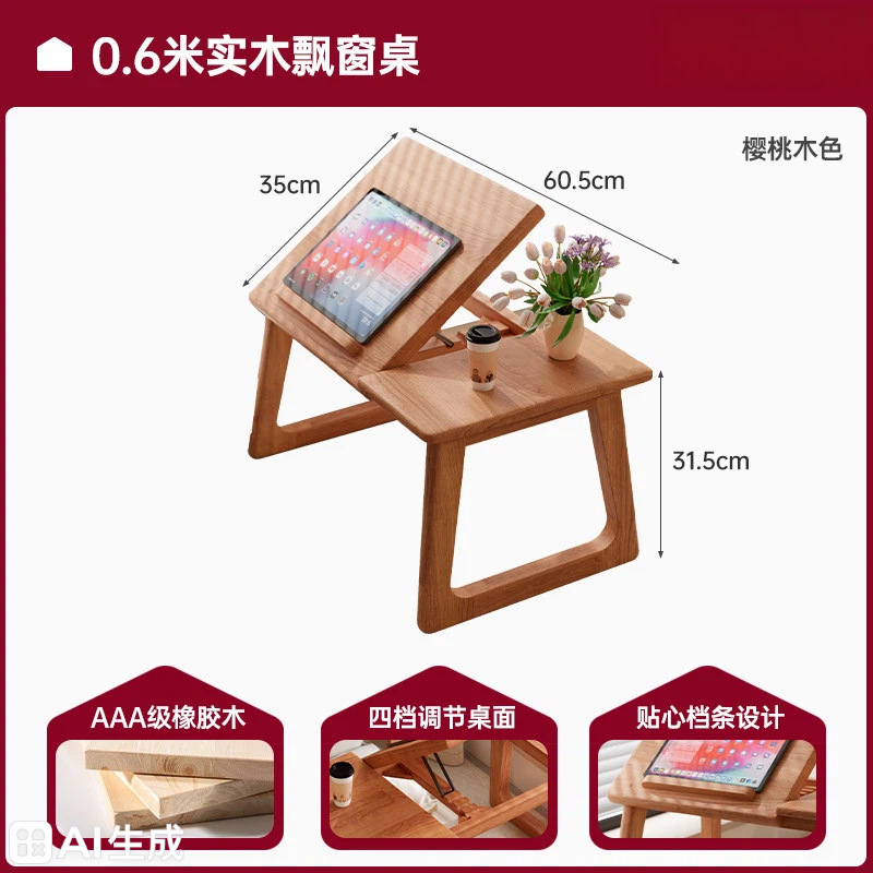 Tabla de ventana flotante, tabla plegable de tatami japonés, tabla de computadora, tabla de madera maciza, tabla de té baja, balcón