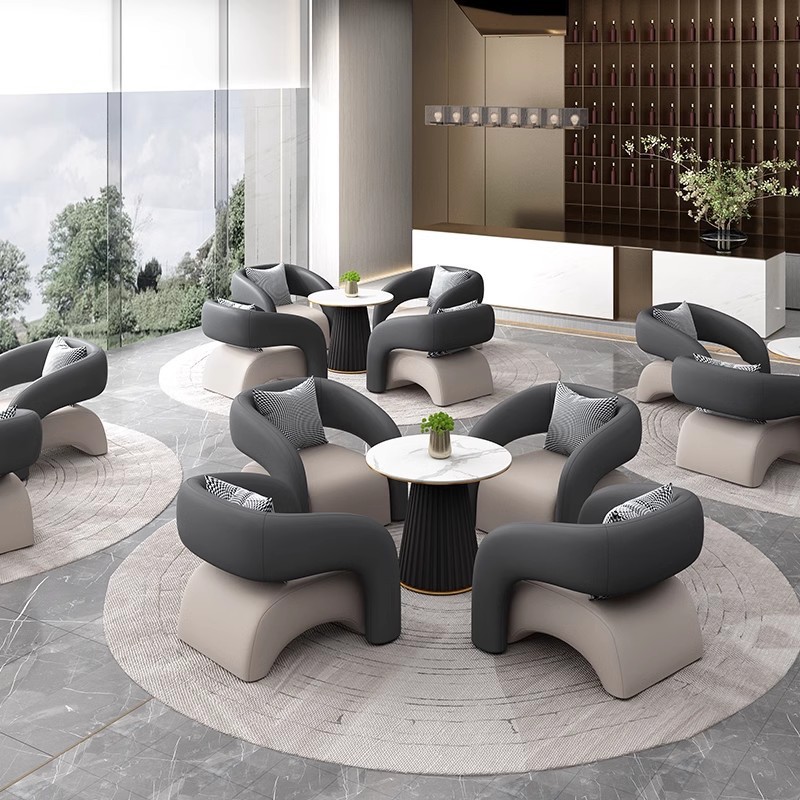 售楼处接待单人沙发办公室休闲洽谈桌椅组合酒店大堂休息区沙发椅