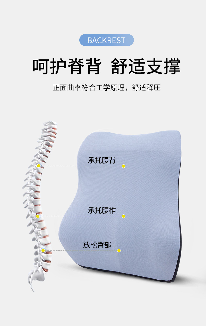 Source Factory Car Lumbar Support, Long-Term Driving Without Fatigue, Universal Memory Foam Lumbar Support for Vehicles, Customized