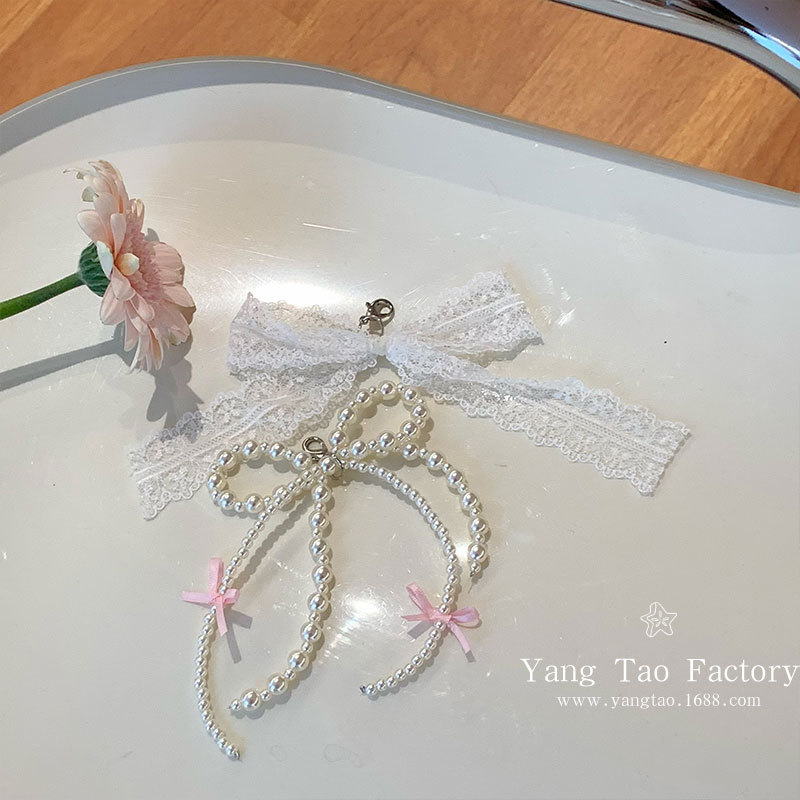 Ins rosa perla botón de arco zapatos flordiy beaded ballet zapatos de skate de niña botón de zapato adornamiento colgante