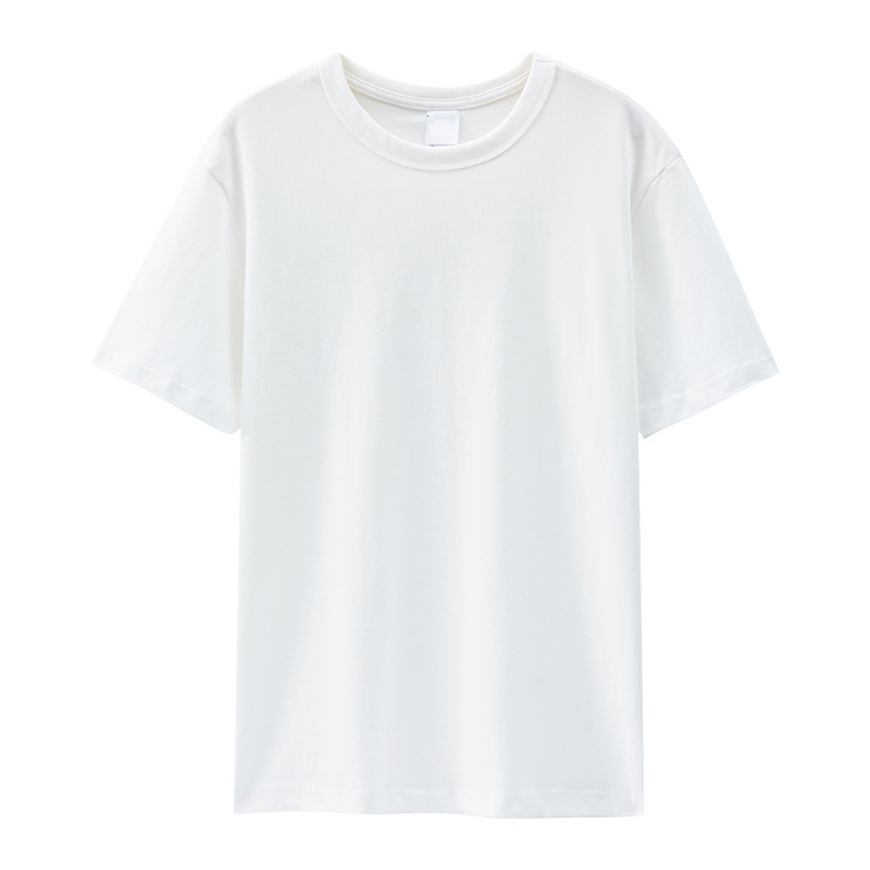 270g de gama alta de algodón Xinjiang de algodón pesado color sólido cuello redondo manga corta Camiseta hombres y mujeres al por mayor fábrica de entrega