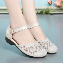 中年妈妈鞋夏季凉鞋包头网纱单鞋女平底中老年软底牛筋底女鞋大码