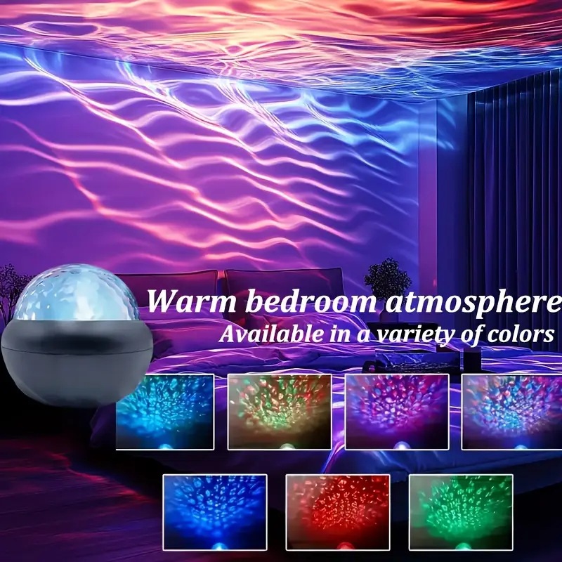 New Remote Control Water Pattern Light USB Plug-in Water Ripple Colorful RGB Atmosphere Crystal Magic Ball Starry Sky Projection Light_voghion.com