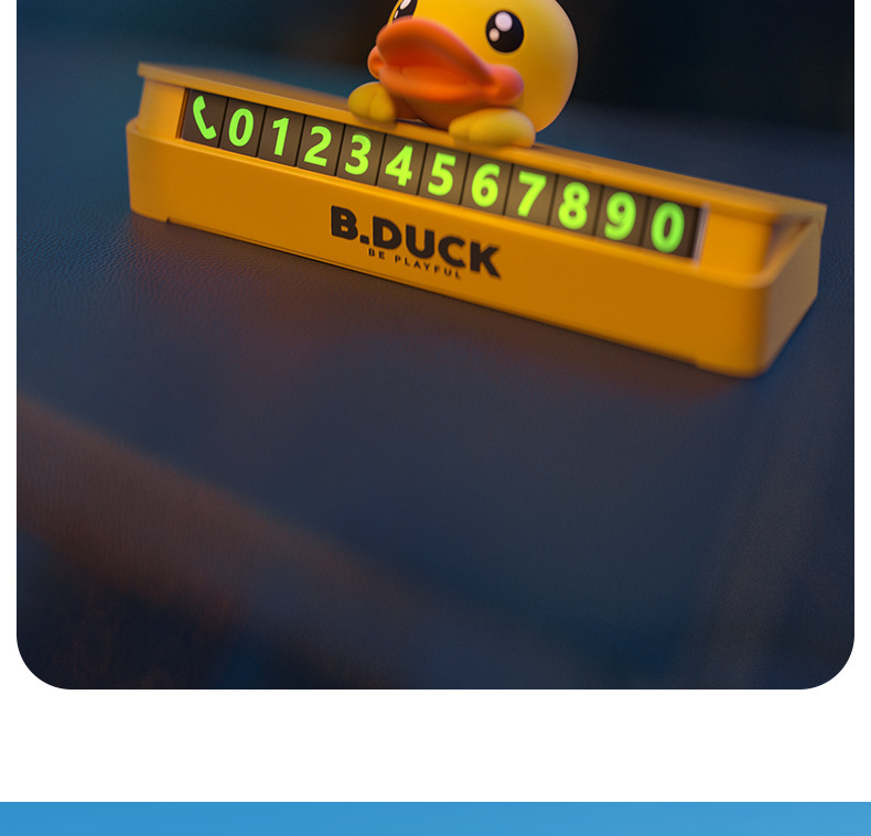 Little Yellow Duck Temporary Parking Phone Number Plate, Hidden Car Moving Number Plate, Cute Car Accessories