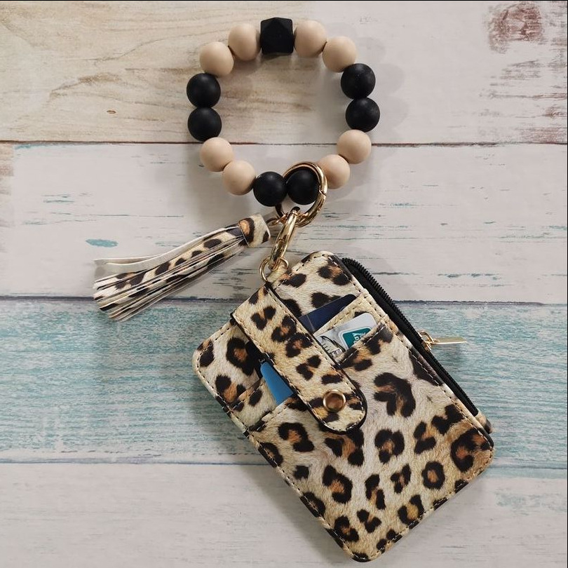 95g Weight Keychain Classification 1 Piece Quantity Casual, Daily Occasion Leather Material Flower, Leopard Pattern Women's Gender Cute Style Cute Flower Leopard Leather Women's Keychain 8