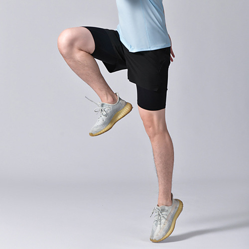 Lifestyle Men's Marathon Basketball Fitness Sweat-Wicking Quick-Drying Shorts Double Layer Pajama Style Elastic Pockets Sports Pants