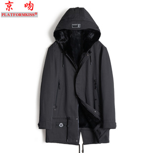 New Winter Park suit men's Rex rabbit liner detachable hooded nylon overcoat fur integrated cold-proof